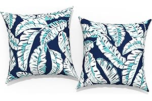 TWLEAR Outdoor Throw Pillow Covers 18”x18”, Decorative Pillow Covers for Patio Furniture, Modern Cushion Cases for Garden Couch Home Sofa Bed Office Chair, Pack of 2, Baltic Palms White