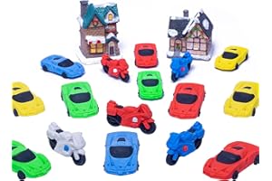 RONDURE Cute Erasers for Kids Bulk 14 PCS Fun Erasers Car Vehicle Motorbike Mix Puzzle Eraser