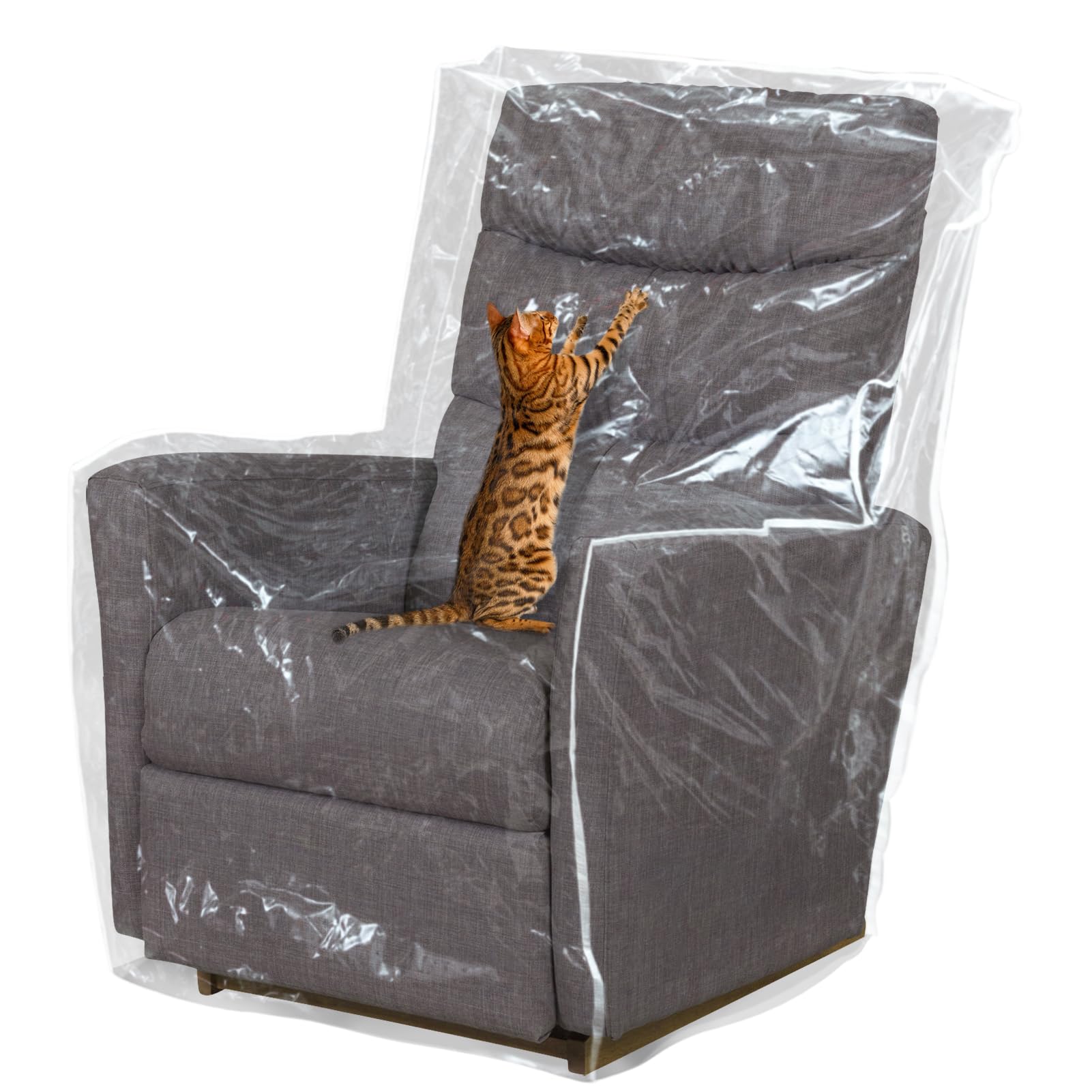 Photo 1 of 1.5mm Thickened Plastic Armchair/Recliner Cover - Heavy Duty Clear Vinyl Living Room Chairs Slipcover to Prevent Dogs Cats Pets Scratching, Waterproof Dustproof