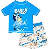 Bluey boys Pullover Rash Guard and Swim Trunks Outfit Set