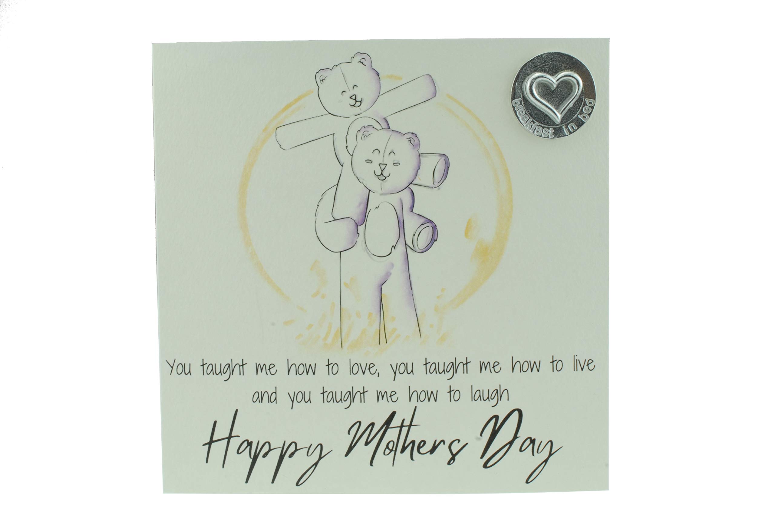 Mothers Day Card with Cute Bear on Shoulders – Comes with ‘Breakfast in Bed’ Gift Token (gc-mumshouldersbib)