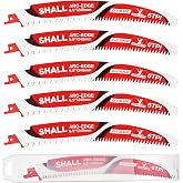 SHALL 5-Pack 9.5" Japanese Teeth Reciprocating Saw Blades, Arc Edge 6TPI | Cr-V Pruning Sawzall Blades for Tree Trimming, Dry &amp; Wet Wood, Firewood, Universal Shank Fit Most Brand-with Organizer Case