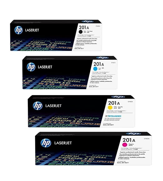 4x Original HP Toner CF400A CF403A 201A für HP Color Laserjet Pro MFP 277 DW - Black, Cyan, Magenta, Yellow - Leistung: BK ca