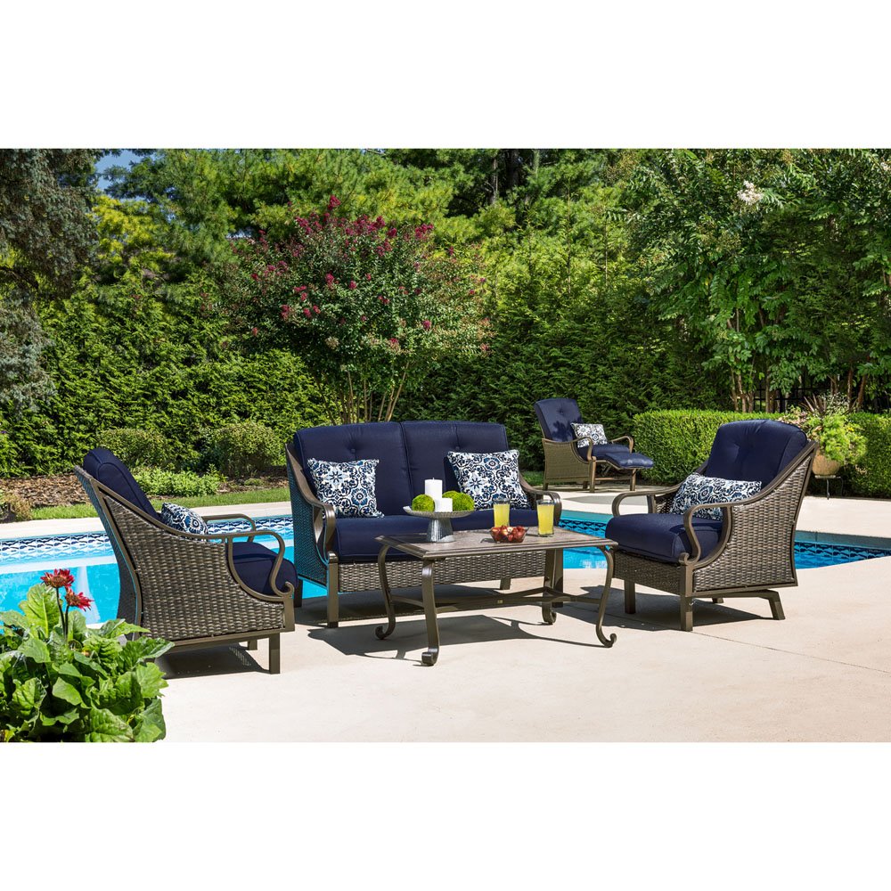Hanover VENTURA4PCNVY Ventura 4Piece Patio Set, Navy Blue