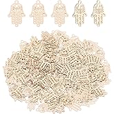HOBBIESAY 100PCS Hamsa Hand Charms Proofque Filigree Hands Charm Vintage Buddha Pendant Charm Jewish Hamesh Pendant Connector for DIY Necklace Bracelet Jewelry Making Findingst Hand Made Tag Charms