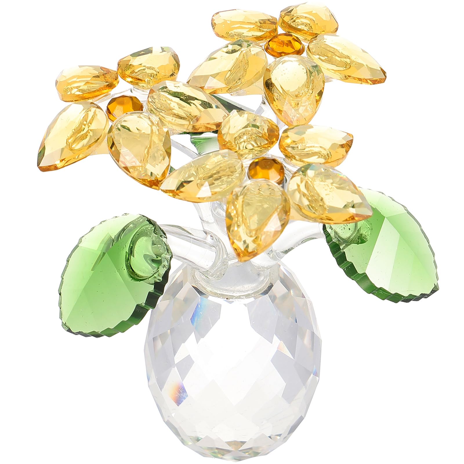 IMIKEYA Crystal Glass Sunflower Figurine Ornaments Collectible Statue for Living Room Paperweight Table Decoration Bouquet Flower Centerpieces Souvenir for Home Decor