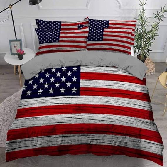 NNDHYS American Flag Bedding Sets Stars Stripe Pattern Comforter Set
