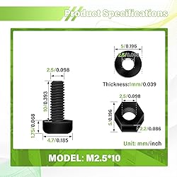 Pzsmocn 300 Pieces/100 Sets M2.5 * 10 mm Plastic