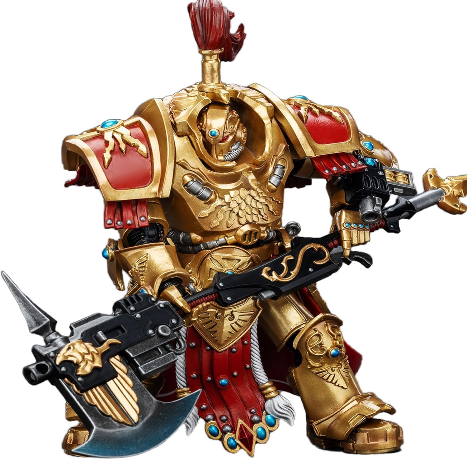 TOYVERSE JOYTOY 1/18 Warhammer 40,000 Action Figure, Adeptus Custodes Allarus Custodian Osyr Archimaxes with Castellan Axe V2 Golden, Movable Joints, Ages 15 and Up