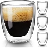 Gencywe Double Walled Espresso Cups Set of 4 (50% Thicker), 3 Ounce Clear Expresso Coffee Mugs, Espresso Shot Glasses, Double Wall Insulated Espresso Cups Suit for Espresso Machine, Microwave Safe