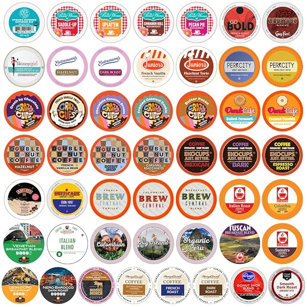 CRAZY CUPS VARIETY PACK, SINGLE SERVE PODS FOR KEURIG K-CUP, ASSORTED FLAVORS LIKE ESPRESSO, DARK ROAST, BREAKFAST BLEND, COFFEE, 50 COUNT(PACK OF 1)