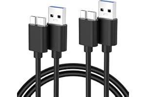 2pcs Micro B to USB 3.0 Hard Drive Cable 1.6FT, USB 3.0 to Micro B High-Speed External Hard Drive USB 3.0 Cable for Seagate W