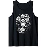 La Catrina Day of The Dead Sugar Skull Women Grunge Vintage Tank Top