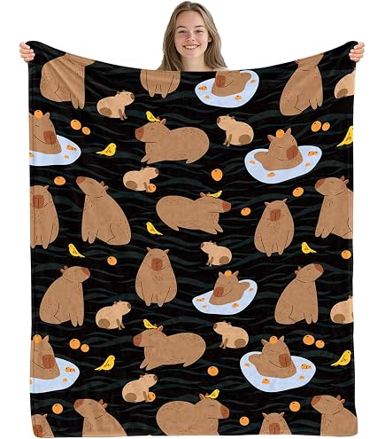 Putxubio Capybara Plush Blanket - 60x80 Inch Soft Fleece Throw For Animal Lovers