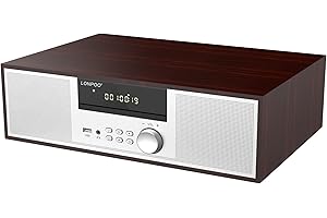 Stereo Shelf System for Home,LONPOO Vintage CD Player 40W RMS Micro Mini System with Remote Control, Bluetooth, FM Radio, USB