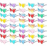 Geopty 40 Pack Colorful Butterfly Sunglasses Bulk, Wholesale Rimless Butterfly Party Glasses for Adults Unisex