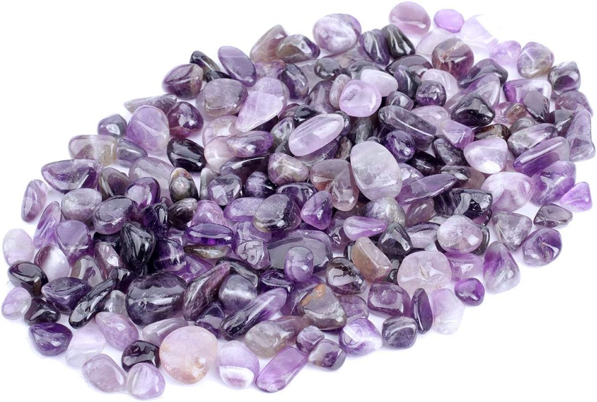Indoor Fountains & Accessories - ZenQ 1 lb Amethyst Tumbled Stone Chips Crushed Natural Crystal Quartz Pieces