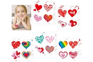 Valentines Heart Tattoos(100PCS),Konsait Valentine’s Day Temporary Tattoos Red Heart Tattoos for Kids Girls Boys Valentine’s Day Party Favor Supplies Kids School Gifts Goody Bag Filler Teachers Prizes