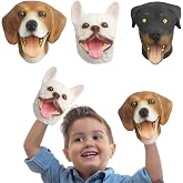 Omoojee Dog Hand Puppets, Rottweiler &amp; Beagles &amp; French Bulldog 3 pcs Latex Animal Toys, Realistic Puppets Gift for Kids