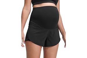 CRZ YOGA Lightweight Maternity Dolphin Workout Shorts 3'' - Soft Athletic Running Casual Womens Pregnancy with Liner Pockets
