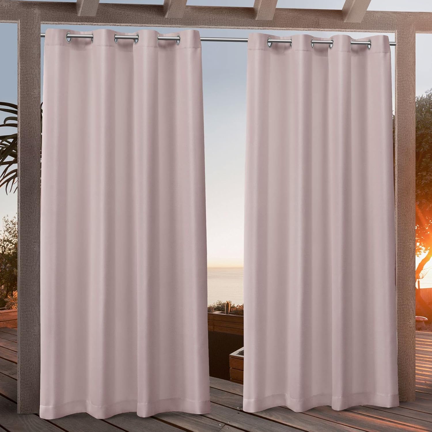 Outdoor Curtains - Nicole Miller Canvas Indoor/Outdoor Grommet Top Curtain Panel, 54
