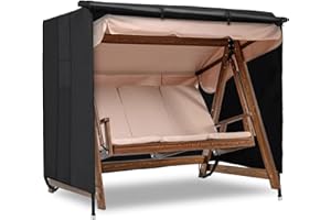 Velway Outdoor Swing Cover - Triple Seater Waterproof Patio Hammock 87x49x70 - All Weather Windproof Glider Chair for Garden Furniture, Black