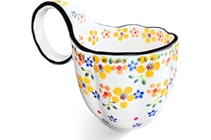 JUSONEY 18.6OZ Soup Bowls with Wide Handles,Handpainted Decorative Bowl,Soup Mug,Microwave Bowls,Ceramic Bowls Perfect for Ce