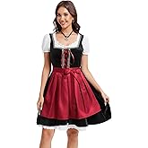 Yesfashion Womens German Dirndl Dress 2 Pieces Costumes for Traditional Beer Bavarian Oktoberfest Carnival Halloween