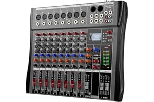 NEW BAXS Professional DJ Audio Mixer - 8 Channel DJ Bluetooth Controller Sound Mixer w/DSP 16 Preset Effects, USB Interface, 8 XLR Mic/Line Input, AUX, FX Processor MP3 Player, Headphone Jack