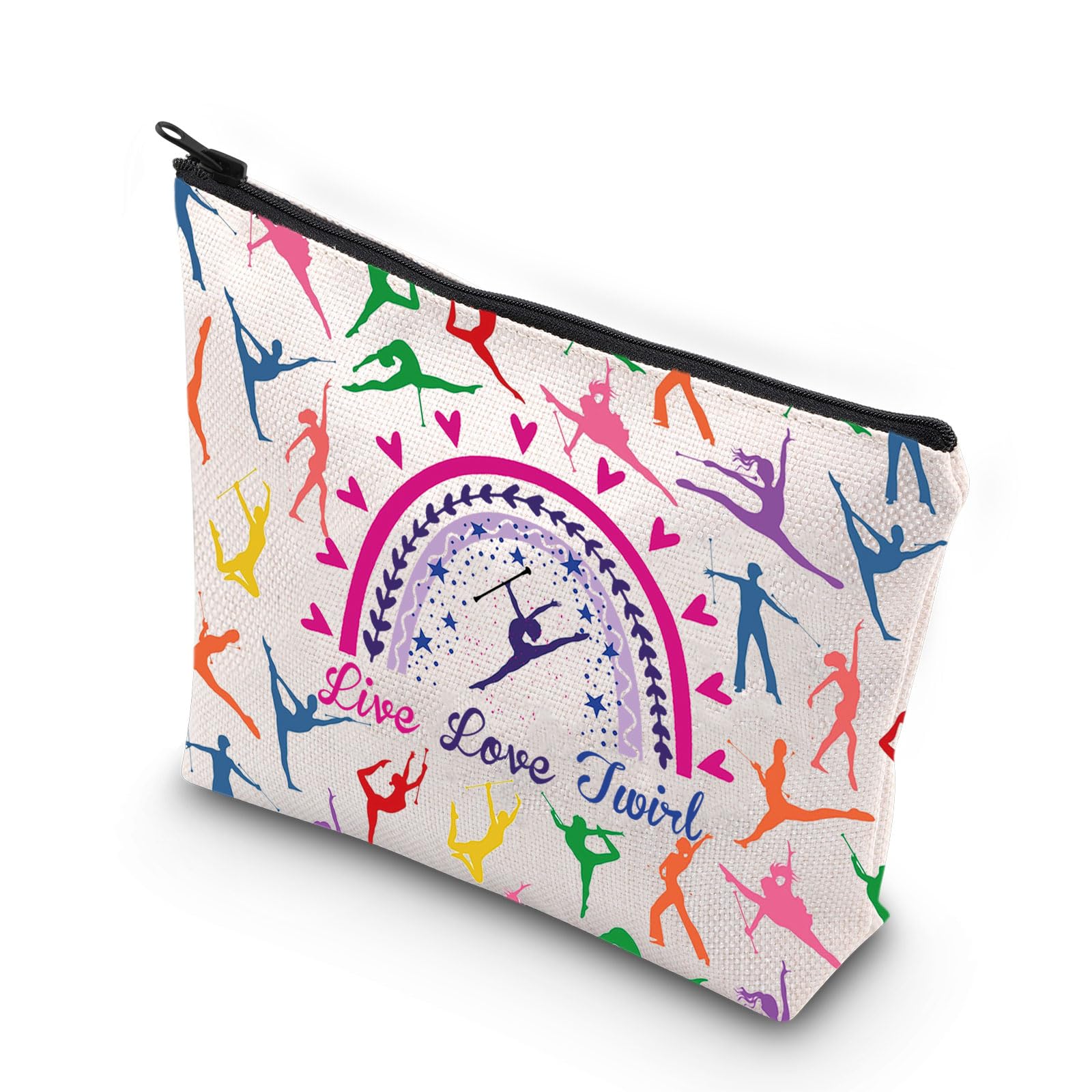 MYSOMY Baton Twirler Cosmetic Bag Live Love Twirl Makeup Bag Twirler Mom Gift Baton Twirling Gift Gymnast Twirling Gift (Love Twirl Bag)