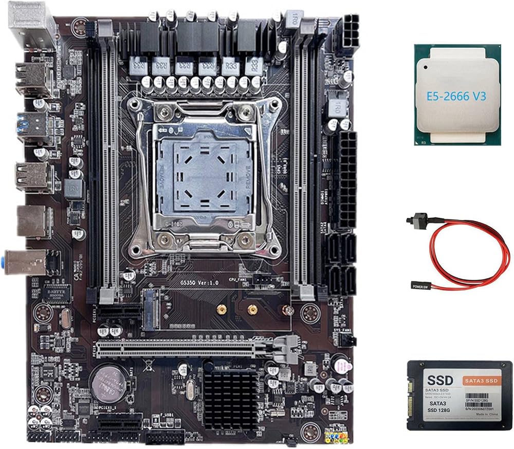 Lodokdre X99 Motherboard LGA2011-3 DDR4 ECC RAM E5 2666 V3 CPU 128GB SATA3 SSD
