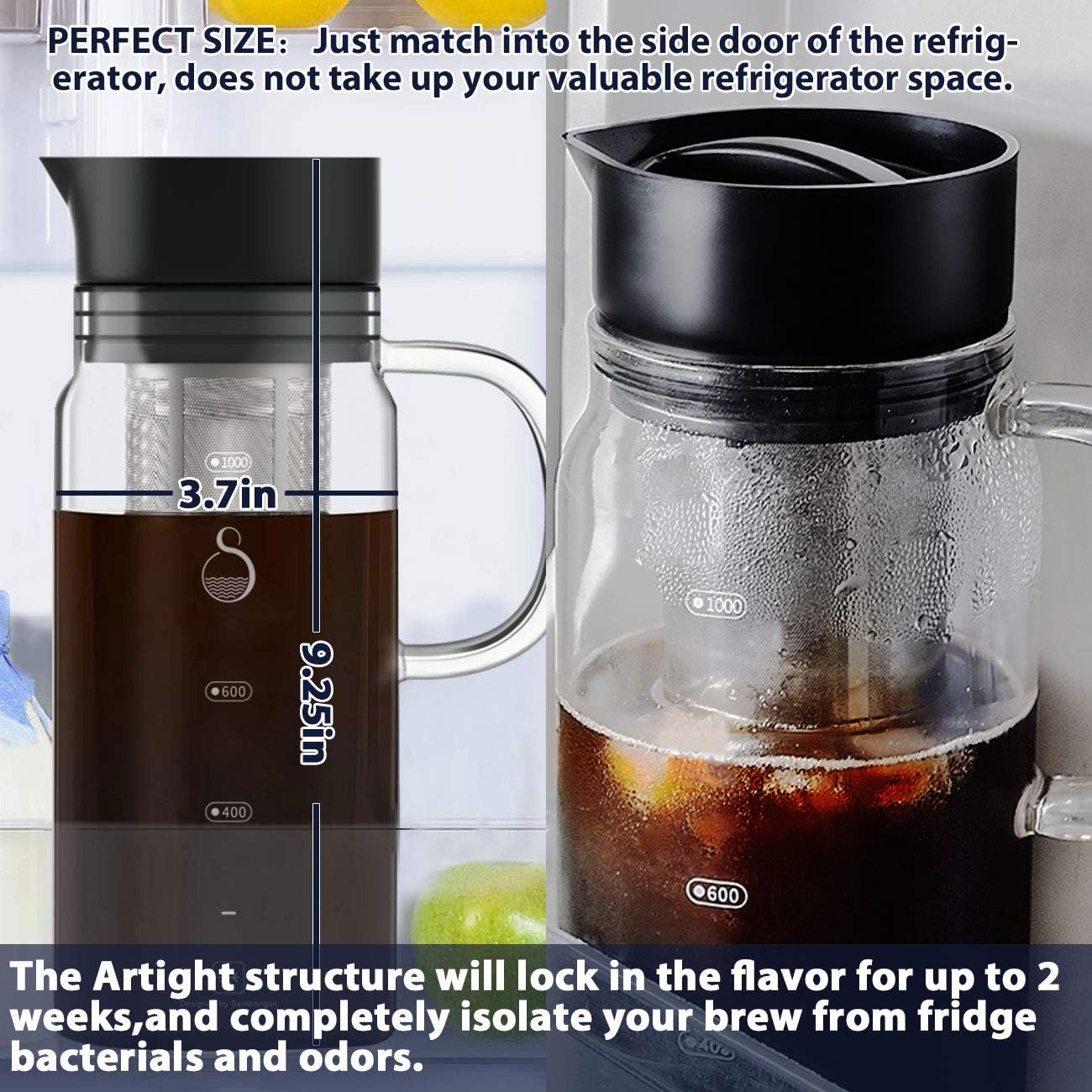 Cold Brew Coffee Maker Cold Brew Cafetera Fria Iced Café té Coffee Maker  Prepara café Frio o té Cold Brew Coffee Pot Bottle Cafeteras de émbolo Café  y té futakuchi-hakata.com