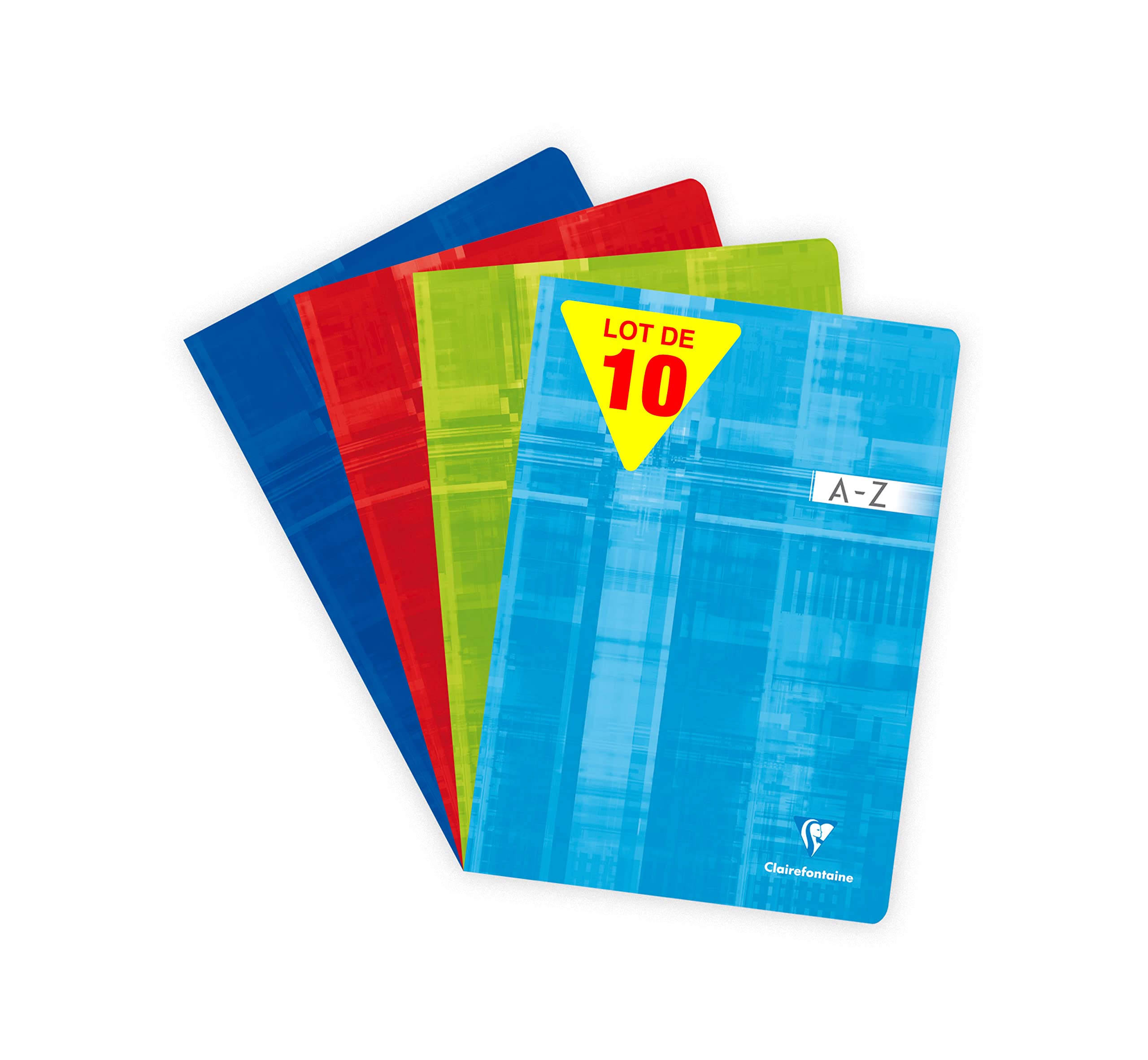 Clairefontaine 3169C Set of 10 Stapled Indexed Books - A4 21x29,7 cm - 96 Small Squares Pages - White Paper 90 g - Laminated Card Cover - Random Colours