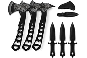 Throwing Axe Knife Set 10 inch Full Tang Stainless Steel Throwing Axe and 7 inch Well-Balanced Throwing Knife for Recreation 