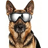 NAMSAN Large Dog Sunglasses Eye Protection, UV Protection Pet Goggles for Dogs Medium to Large Breed, Driving Glasses for Dogs Stick Head Out Car Window, Windproof Dustproof, Adjustable, Black