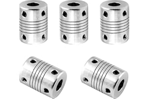 Eilumduo 5Pcs Flexible Shaft Coupler 8mm to 8mm Shaft Aluminum Casing, 25mm Length 19mm Diameter Motor Coupler for CNC Machine