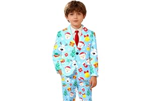 Boys Christmas Jacket Ugly Xmas Sport Coats Funny One Button Slim Fit Blazers with Pockets for Wedding Prom Party