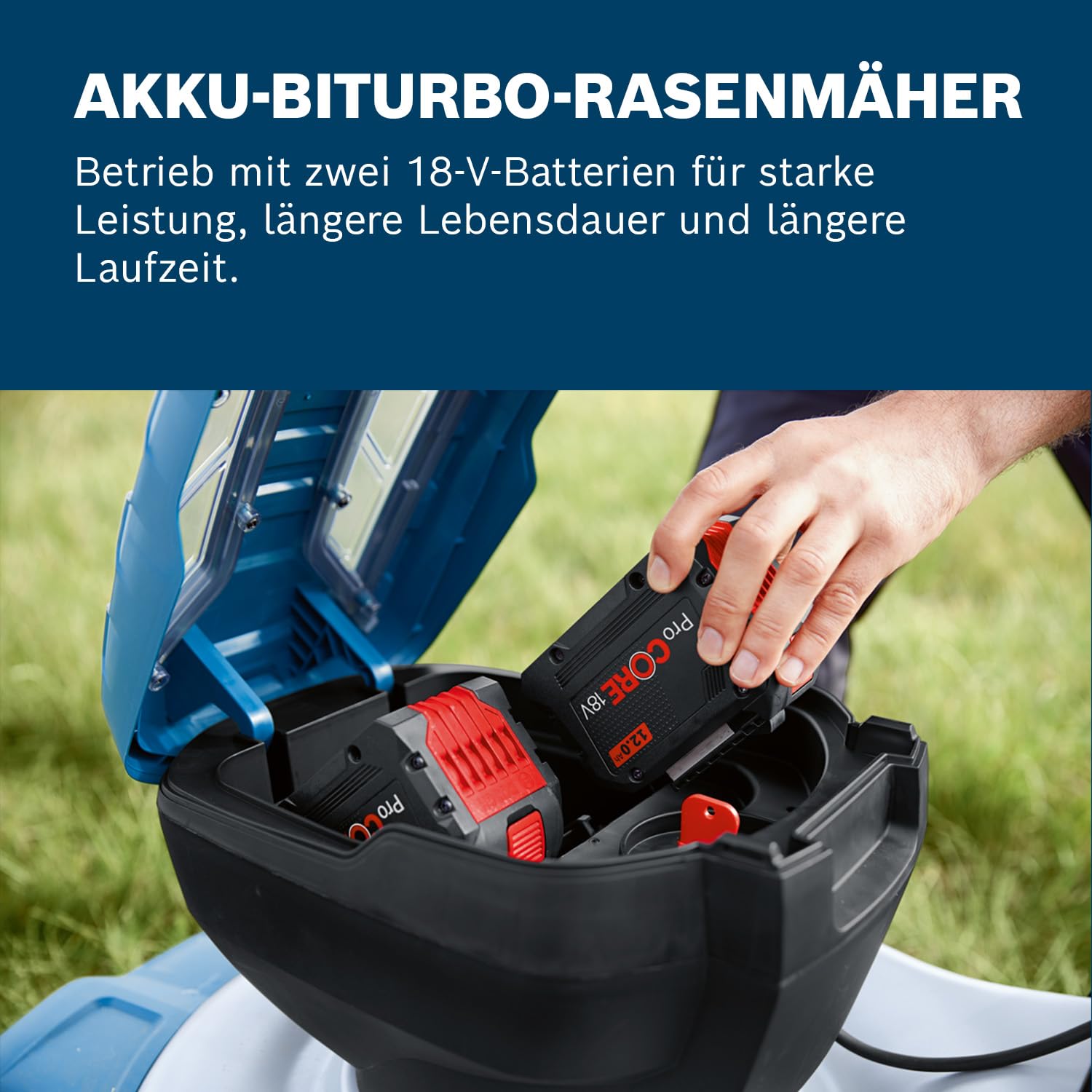 Bosch Professional 18V System Akku-Rasenmäher GRA 18V2-46 (Schnittbreite: 46 cm, 6-stufige Höheneinstellung, 60-Liter-Textil-Grasfangkorb, inkl. 2 x Isolierschlüssel, Mulcher) 5