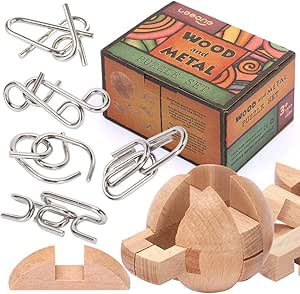 Brain Teasers Metal Puzzles for Kids and Adult, Mind, Logic and IQ Game Test Toy for Teens, Disentanglement 3D Coil Cast Wire Chain Intelligence Toy for Party &amp; Office, Best Puzzle Travel Games (Easy)