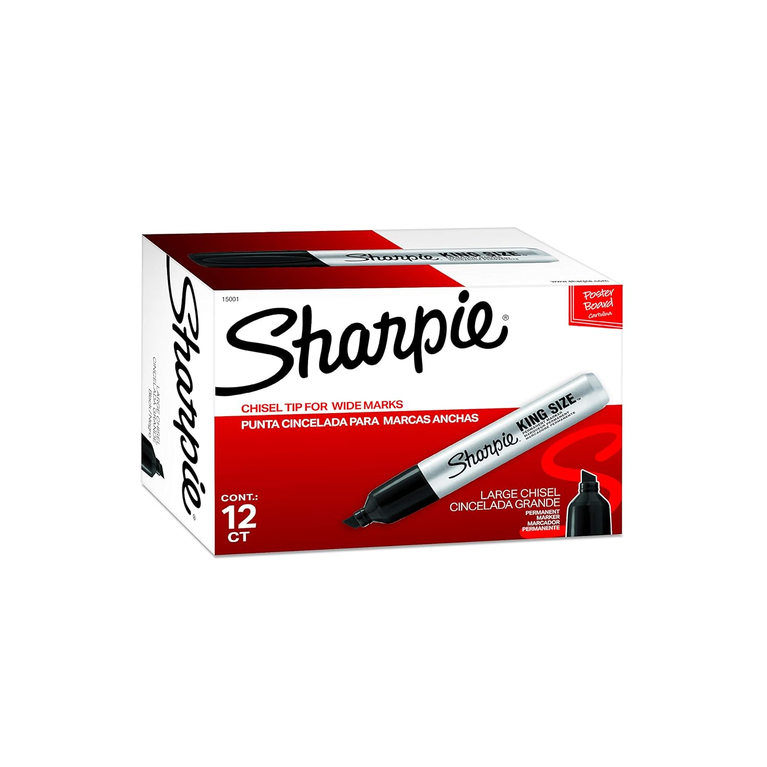 Sharpie 15001 Box of 12 Sharpie King Size Chisel Tip Permanent M...