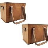 Earthwise Eco-Friendly Reusable Washable Paper Box Tote, Collapsible Grocery Bag with Reinforced Structure &ndash; Foldable Shopping Tote for Groceries &amp; Everyday Use (2-pack)