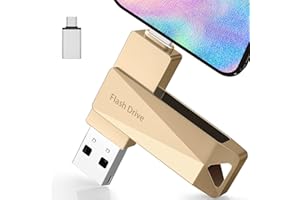512GB Photo Stick for iPhone, Qainerly USB Flash Drive for iPhone 10 11 12 13 14 15 and More, 4 in 1 Memory Stick for Photos and Videos Transfer Storage, iPhone/iPad/PC/Android(Gold)