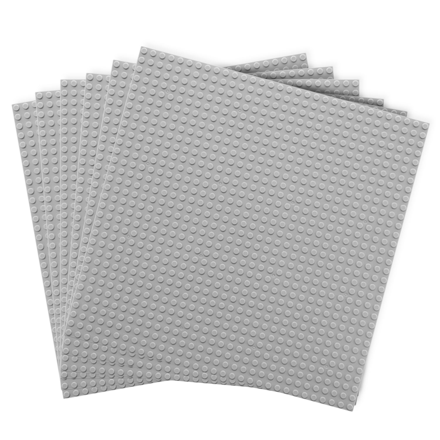 WYSWYG 6PCS Classic Base Plates, 10''x10'' Building Board BasePlate, Compatible with All Major Brands, Grey, S003