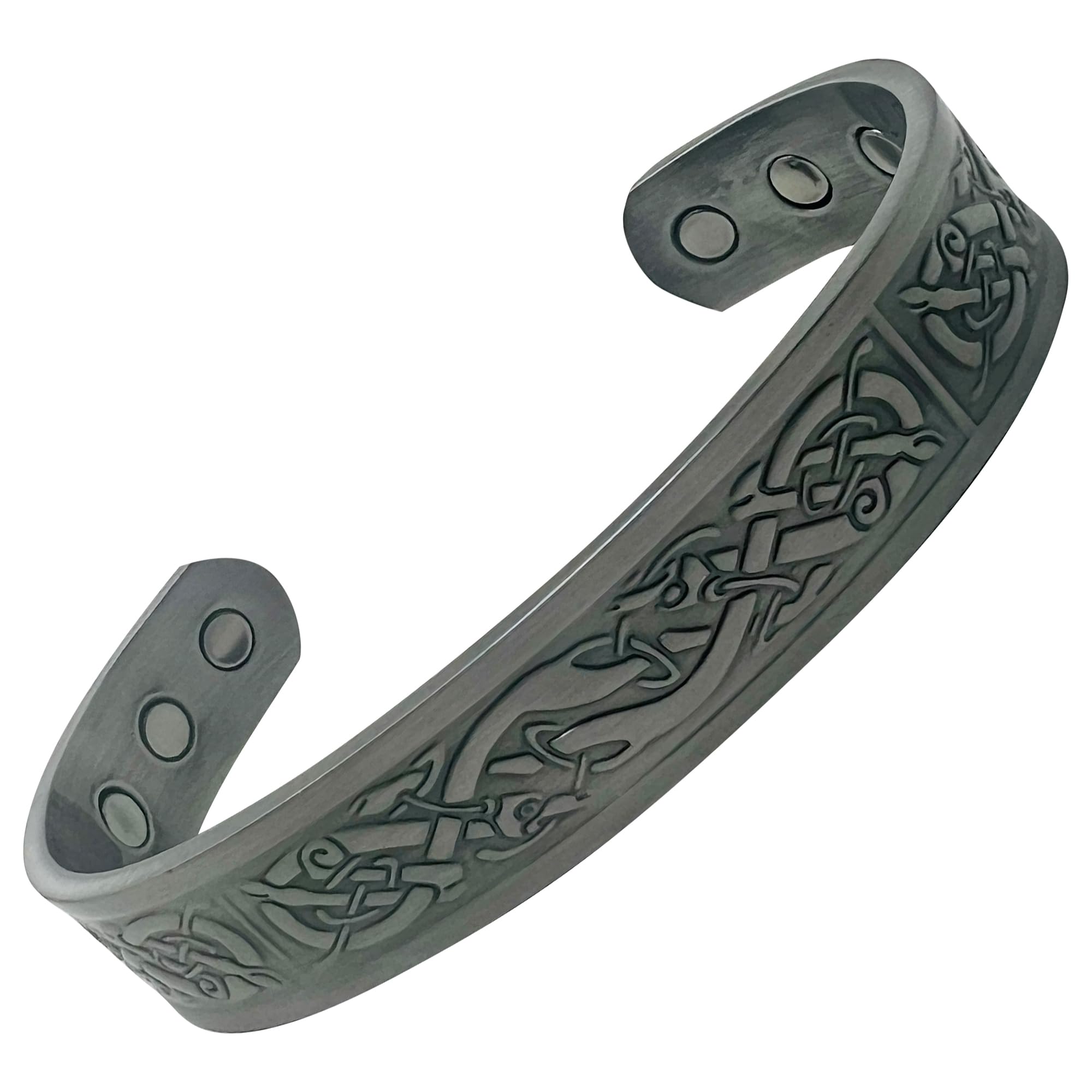 Mnb Magnetics Pure Copper Celtic Style with a Panelled Vine Design - Extra Strong Magnets (Medium, Pewter)
