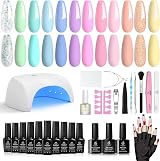 Beetles Gel Polish Starter Kit 12 Spring Pastels with Lamp Base Top Coat view 1