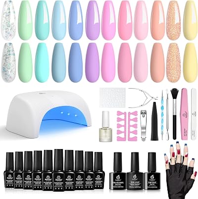 Beetles Gel Polish Starter Kit 12 Spring Pastels with Lamp Base Top Coat