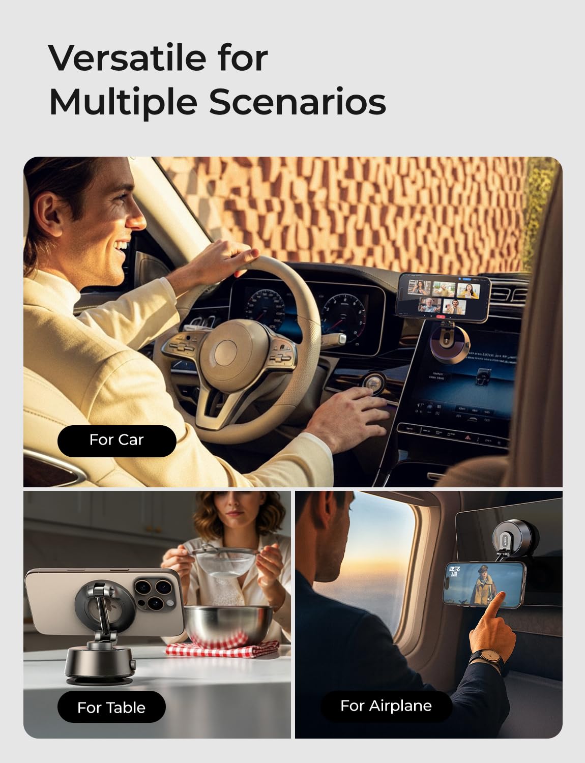 LISEN for iPhone 17 Pro Max Vacuum Magnetic Phone Holder 360 Adjustable Electric Content Creator SuctionPro Phone Holder MagSafe Suction Cup Car Phone Mount fit Video Recording for iPhone 16 15 14 13