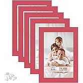 Icona Bay - 4x6 Picture Frames - Red, 5 Pack - Modern Style Engineered Wood Frames - Table Top or Wall Mount - Bliss Collection