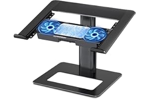 Soundance Laptop Fast Cooling Stand, Semi-Conductor Cooler Pad, External Quiet Fans, Heavy Metal Base, Adjustable Laptop Holder for 10 to 17.3 Inches Gaming Office Notebook PC Computer, Black