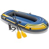 INTEX Challenger Inflatable Boat Series: Includes Deluxe Boat Oars and High-Output Pump – SuperStrong PVC – Triple Air Chambe